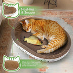 4-Piece Cardboard Cat Scratcher Bed Set with House, 2 Nest-Like Oval Cat Lounger Bowls (17"), Durable Corrugated Scratch Pads with Bonus Toys, All-in-One Cat Scratch Box for Indoor Cats Grinding Claws
