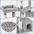 Topeakmart Cat Tree 34in Cat Tower Plush Cover with Condo, Platform & Basket for Indoor Kittens, Cat Furniture Activity Tree