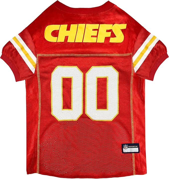 Pets First NFL Kansas City Chiefs Dog Jersey, Size Small, Football Shirt Costume for Pet, Dog Sports T-Shirt, NFL Team Clothing for Cats, Licensed Pet Apparel Available in 7 Sizes and 32 Teams