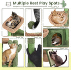 Topeakmart 42″ H Cactus Cat Tree,Cute Cat Tower w/Scratching Posts,Indoor Cats Furniture Pet Activity Center Play House w/Platform/Condo/Basket&Hanging Ball