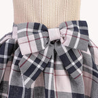 PUPTECK Classic Plaid Dog Dress Pet Apparel with Cute Bowtie Puppy Clothes Outfit,Cream,M