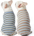 Dog Shirts Vest Cotton Striped T-Shirt, Sleeveless Stretchy Pet Clothes for Small Dogs, 2-Pack Soft Breathable Puppy Tank Top Cat Tee (XX-Large, Blue,Yellow)