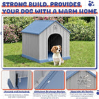 Bifanuo Dog House Outdoor Indoor, Plastic Small Dog House-Weatherproof Design with Air Vents & Elevated Floor for Small to Medium Dogs, Easy Clean and Assemble (Blue)