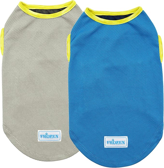 KYEESE 2Pack Dog Cooling Shirt, Breathable Dog Shirt for Small Medium Dogs, Sun Protection Dogs Cooling Vest Tank Top, Lightweight Soft Sleeveless Summer Pet Clothes, Boat+Ice Cream, XL