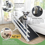 DoggoRamps Dog Ramp with Safety Rails - Adjustable from 14" to 21" with Anti-Slip PAWGRIP & Convenient Platform Top - for Small Dogs up to 150lbs - Made of Solid Hardwood in North America