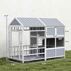 PawHut Dog House Outdoor Indoor, 79" x 41" x 63" Wooden Dog Shelter with Porch, Storage Cabinet, Weatherproof Roof, Elevated Floor, Air Vents & Observation Windows, Large Pet Shelter for Large Breeds