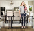 Regalo Safety 56-74.5" Super Wide Baby Gate for Doorways & Open Spaces, Wall Mounted Configurable Safety Gate with Walk-Through Door for Babies, Toddlers & Pets, Black
