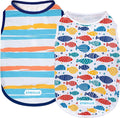 cyeollo 2pack Dog Cooling Shirt, Breathable Sleeveless Summer Clothes for Dogs, Intant Cool T Shirts for Small Dogs, Blue Fish XL