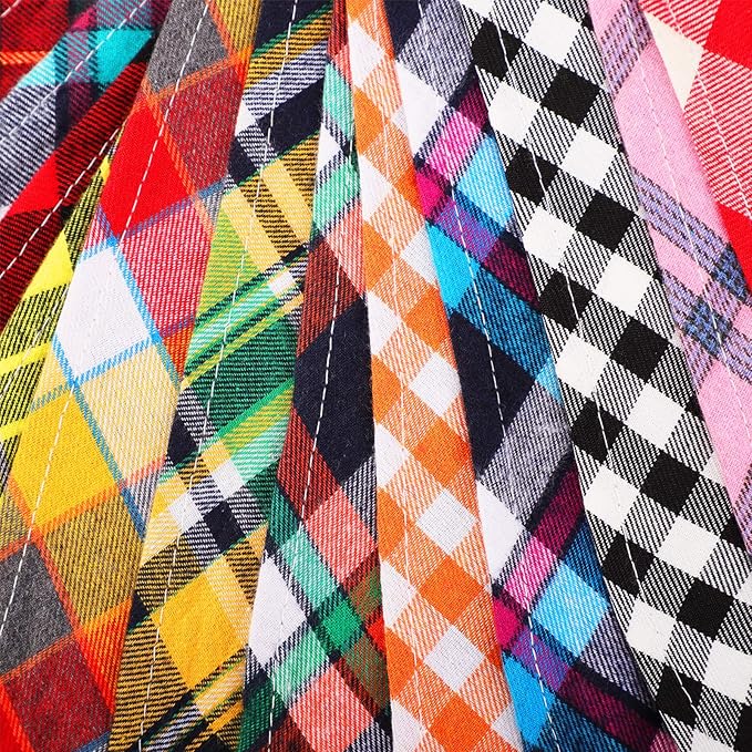 Segarty Dog Bandanas, 30 Pack 22.8"x15.7" Pet Scarf Triangle Plaid Bibs Accessories Bulk for Medium Small Cats Dogs Large Puppy Dogs, Adjustable Washable Reversible Boy Pets Birthday Kerchief