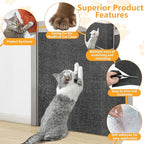 Cat Scratch Pad for Wall,Cuttable and Adhesive Cat Scratching Mat,Fun Interactive Scratcher,Cat Scratch Furniture Protector (Dark Gray,78.7×15.8inch)