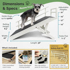 DoggoRamps Dog Ramp with Safety Rails - Adjustable from 14" to 21" with Anti-Slip PAWGRIP & Convenient Platform Top - for Small Dogs up to 150lbs - Made of Solid Hardwood in North America