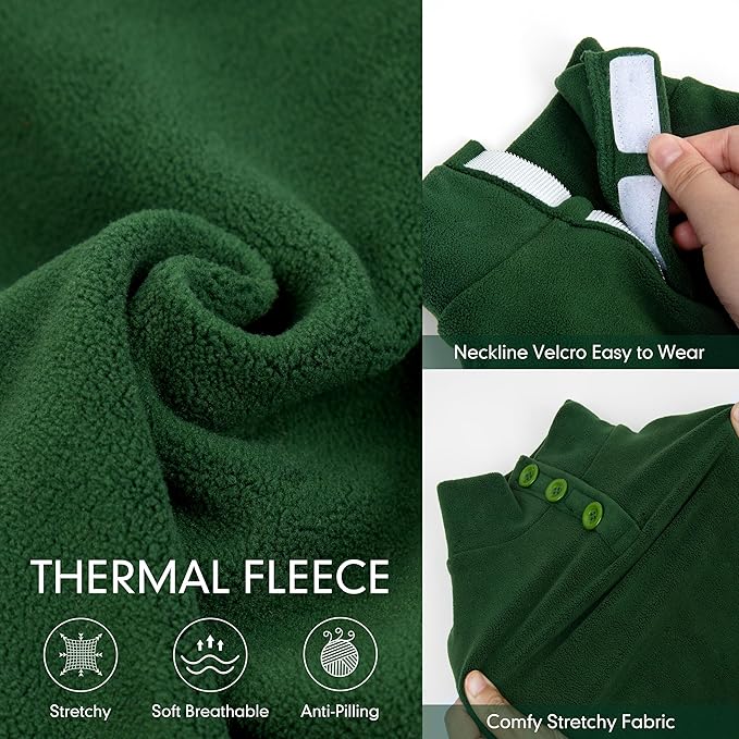 cyeollo Dog Pajamas X-Large, Stretchable Fleece Pet Onesie Coat for Small Medium Sized Dogs Pjs Warm Doggie Jumpsuit Soft Cold Weather Dog Clothes Outfits, Green XL