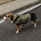 Fleece Lining Dog Hoodie with Harness Built in,Extra Warm Large Dog Jacket in Winter Doggie Coats with Drawstring Hooded,Green XXXL