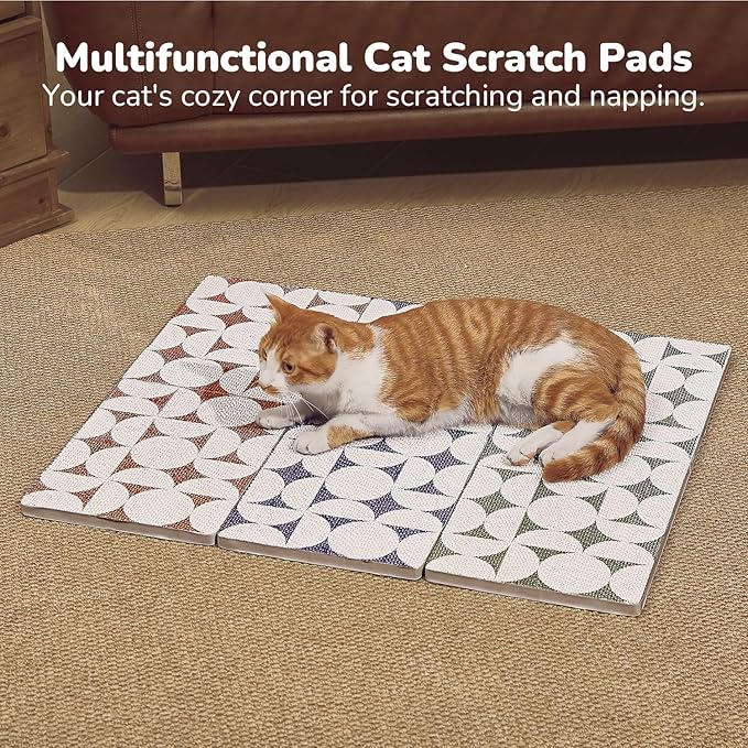 FUKUMARU 3PCS Cat Scratcher Wall Mounted, 23.6 Inch Extra Long Cardboard Cat Scratch Pad for Wall, High-Density Cats Scratching Board Indoor, Kitten Scratching Pads for Corner Door