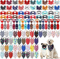 Reginary 120 Pcs Paw Print and Heart Dog Bandanas Bulk Dog Bows Set Bow Ties Cat Scarf Colorful Washable Triangle Pet Kerchief Cute Bib for Summer Small Medium Large Pets Grooming Accessories Costume