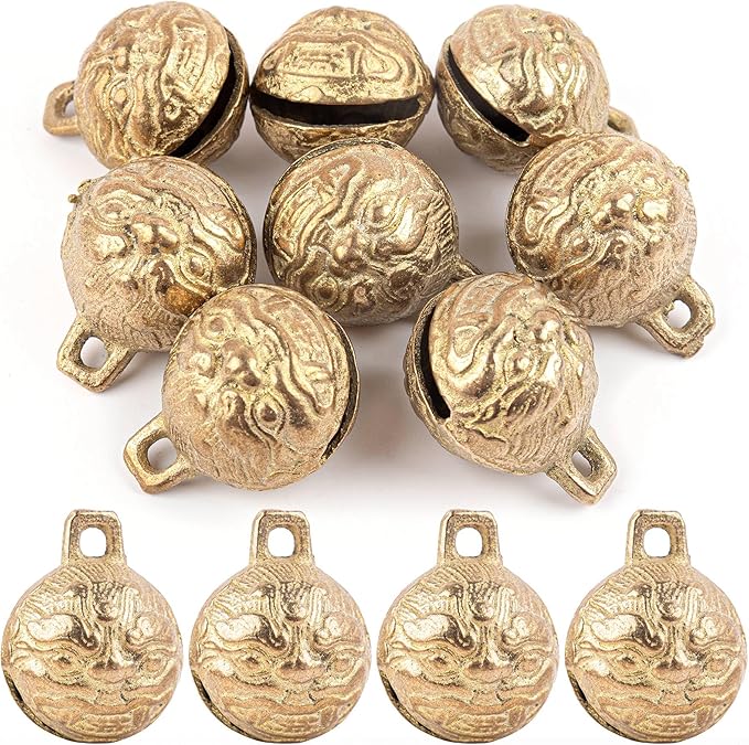 AUEAR, 8 Pieces Vintage Brass Bells 38mm Mini Jingle Bell for DIY Wind Chimes Home Decor
