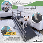 DoggoRamps Dog Ramp for Couch with Safety Rails - Adjustable from 14" to 21" with Anti-Slip PAWGRIP & Convenient Platform Top - for Small Dogs up to 150lbs - Made of Solid Hardwood in North America