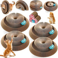 Soulchen 4 Pcs Magic Organ Cat Scratching Board, Combinable Cats Toy for Adult Pets, Interactive Cardboard Kitten Scratcher with Bell Ball, Durable Foldable Accordion Scratch Pad(Heart)