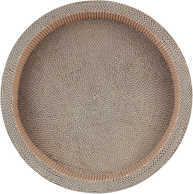 Cat Scratcher Post & Board, Round Cat Scratching Lounge Bed, Durable Pad Prevents Furniture Damage, 17.32'' x 17.32''x 6.11'', Black
