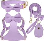 Beirui Adorable Small Dog Harness Collar and Leash Set,Cute XXS Puppy Harness Set with 3 Bows for Tiny Dogs,Chihuahua,Adjustable Step-in Vest for Daily Walking,Parties&Holiday Outfits(Purple,XXS)