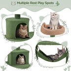 Yaheetech Cactus Cat Tree for Indoor Cats, 62in Cat Tower with Scratching Posts, Hammock & Dangling Ball, Multi-Level Condo Activity Center Furniture