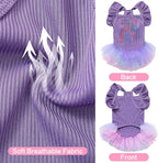 Dog Birthday Dress It's My Birthday Dog Dress Small Doggy Girl's Tutu Dresses Ruffle Sleeless Puppy Clothes Tulle Lace Skirt Pet Costume Cat Outfits (Purple, S(6.5-12lb))