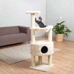 TRIXIE Baza Cat Tower, Scratching Posts, Condo, Hammock, Platform, Dangling Pom-Pom,Cream,44543 Large