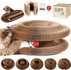 Magic Organ Cat Scratcher with Bell Ball and Catnip - Longer, Stretchier Accordion Cardboard Scratching Pad with 4 Strong Magnets - Interactive Kitty Kurlz Cat Toy