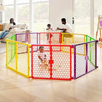 Regalo Safety 260" Super Wide Baby Gate & 8-Panel Playpen, 2-in-1 Convertible Baby Play Yard, Large Foldable Play Pen for Babies, Toddlers & Pets, Includes Wall Mount Kit, Multi-Colored