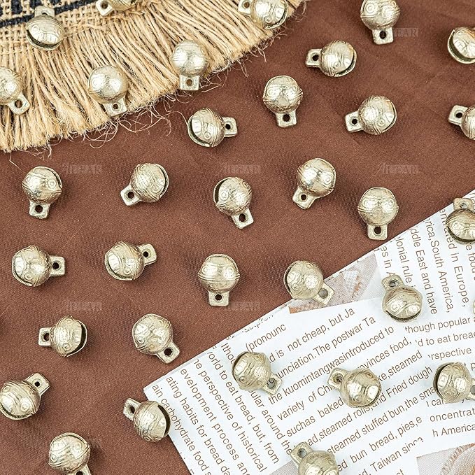 AUEAR, 100 Pieces Vintage Brass Bells 14mm Mini Jingle Bell for DIY Wind Chimes Home Decor