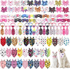 Reginary 120 Pcs Paw Bone Print Dog Bandanas Bulk Dog Bows Set Bow Ties Cat Scarf Colorful Washable Triangle Pet Kerchief Cute Bib for Summer Small Medium Large Pets Grooming Accessories Costume