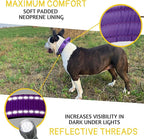 ADITYNA Heavy Duty Dog Collar for Large Dogs - Reflective Purple Collar with Handle for Training, and Walking - Wide, Thick, Tactical, Soft Neoprene Padded