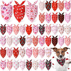Abbylike 50 Pcs Valentines Day Dog Bandanas Bulk Red and Pink Bandanas for Dogs Triangle Kerchief Bibs Scarf for Pet Romantic Costume Photo Props Accessories Pet Shops Groomers (25.6 x 17.7 x 17.7)