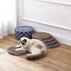 CSR1012H Kate 12 Inch Cardboard Cat Scratcher Pads with Box & Catnip, Reversible Heavy-Duty Scratch Boards for Cats, Furniture Protection, Modern Checker Pattern, Navy/Blue, 5-Pack