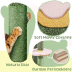 Yaheetech 48in Cactus Cat Tree with Flower-Themed Perches, Multi-Level Platforms, Condo, Scratching Posts & Dangling Balls