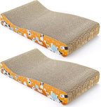 Nicunom 2 Pack Cat Scratching Pads, Curved Cat Scratcher Cardboard, Reversible Cat Scratch Board for Furniture Protection, Cat Scratcher Lounge Couch Bed for Indoor Cats