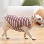 Dog Shirts Vest Cotton Striped T-Shirt, Sleeveless Stretchy Pet Clothes for Small Dogs, 2-Pack Soft Breathable Puppy Tank Top Cat Tee (X-Large, Pine Green,Plum Red)