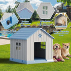 Bifanuo Dog House for Outdoor & Indoor Use with Window, Waterproof Ventilated Kennel with Elevated Floor, Easy to Clean Shelter for Small Medium Large Dogs (Blue, 37.2" L x 40" W x 40" H)