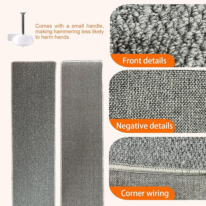 70.9"x 15.7" Thickened Extra Large Cat Wall Climbing Carpet with 10pcs Fixed Nails, Durable Cat Wall Furniture, Wall Scratcher, Scratching Post, Couch Sofa Protector, Gray