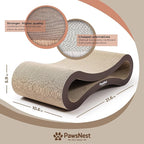 Paws NEST Scratch Lounge for Cats, 21.6 Inch Cat Lounger Scratcher, Infinity Cat Scratcher, Reversible, Non-Toxic & Durable, Includes Premium Organic Catnip
