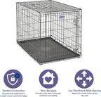 MidWest Homes for Pets 48-Inch iCrate for Extra-Large Breeds, 90-110 lbs, Single Door Folding Dog Crate with Divider Panel, Leak-Proof Tray & Secure Latches, Portable, Durable & Easy to Assemble