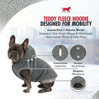 Tuff Pupper Fleece Dog Hoodie Sweater | Teddy Sherpa Outer & Soft Polar Fleece Lining | Adjustable Fit Winter Coat with Hood, Leash Hole, Ribbed Cuffs | for Small Medium Large XL XXL Dogs (Grey, M)