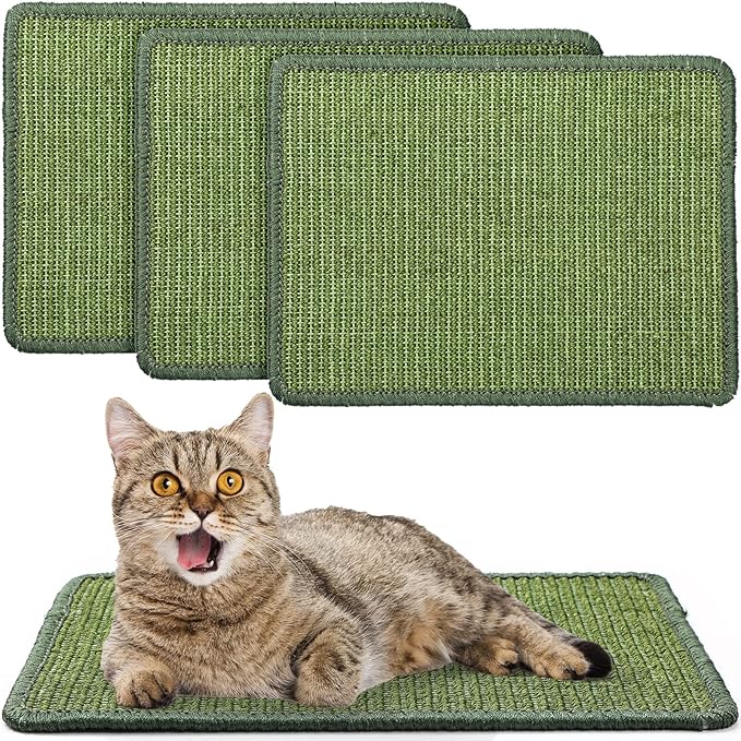 4 Pcs Cat Scratcher Mat Sisal Scratch Mats Horizontal Floor Scratching Pad Rug Sisal Fabric Cat Scratch Mat for Protecting Carpets Sofas and Cat Grinding Claws Green 11.8" x 15.7"