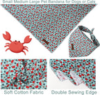 Summer Bandana - Cute Pet Bandana with Crabs Pattern, Adjustable Blue Puppy Bib, Washable Triangle Dog Scarf for Boy, Girl Dogs or Cats