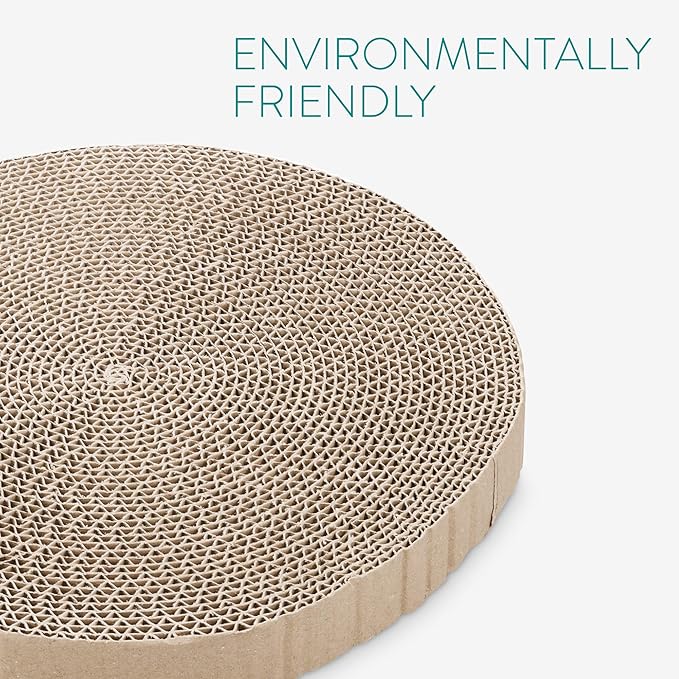 Navaris Round Cat Scratcher Pads (Pack of 2) - 13 3/8" Diameter x 1 3/8" High (34 cm x 3.5 cm) - Refills Cardboard Cat Scratcher Bed 52414
