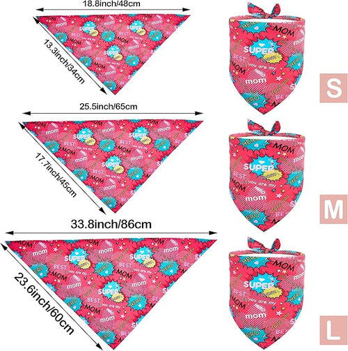10PCS Mother's Day Dog Bandanas for Medium Pink Blue Yellow Girl BoyPuppy Doggie Grooming Accessories
