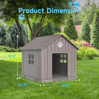 VIXZEN Dog House Outdoor, 38 Inches Weatherproof Resin Dog House Indoor Large with Air Vents & Elevated Floor, Doghouse Outdoor for Large Dogs, Easy Assembly, Versatile Storage Functionality (Grey)