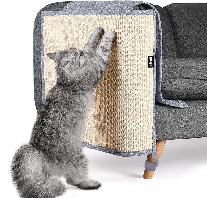 NATUYA Furniture Protectors from Cats - Couch Protector from Cat Claws with Sisal Scratching Pad Anti Cat Scratch Furniture Couch Sofa Corner (Light Gray, Right)