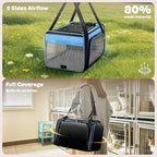 Top and 2 Sides Expandable Pet Carrier 17x11x9.5, TSA Airline Approved Small Dog Carriers for Small Dogs, Soft-Sided Cat Carrier with Self-Locking Zippers for Kitten,Rabbit, Puppy, Guinea Pig Blue