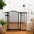 Ingenuity Decorative Panel Tall Baby Gate & Dog Gate, 28"-42" Wide, 30" Tall, Hardware or Pressure Mounted, Install on Top or Bottom of Stairs, Banister, or Doorway - Espresso